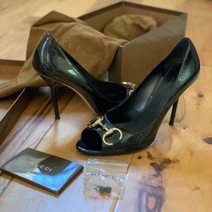 Gucci horsebit peep toe heels size 8.5